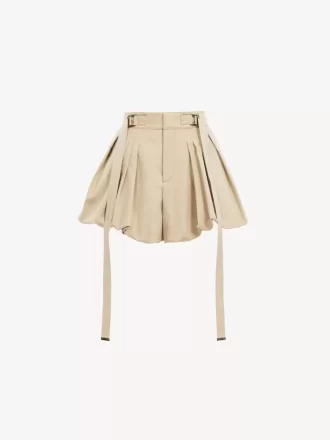 Mini shorts globo en gabardina de algodón