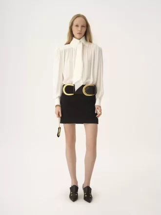Minifalda recta en jacquard de mezcla de lana
