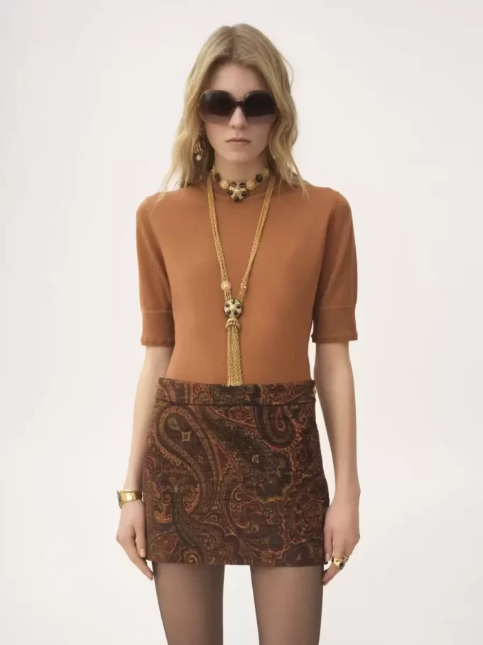 Minifalda recta en jacquard tapiz