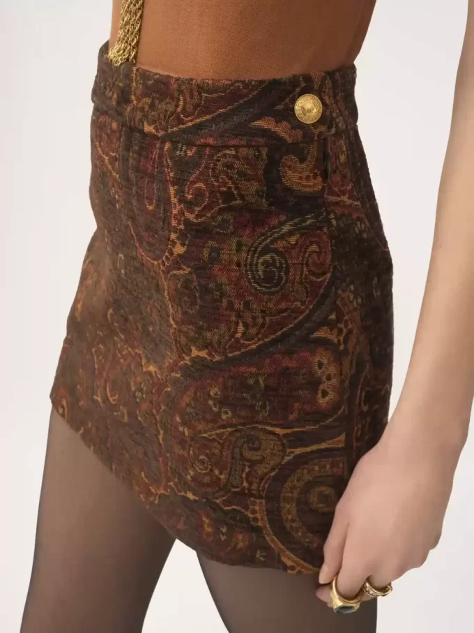 Minifalda recta en jacquard tapiz