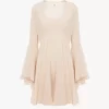 Minivestido evasé de georgette de seda