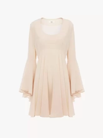 Minivestido evasé de georgette de seda