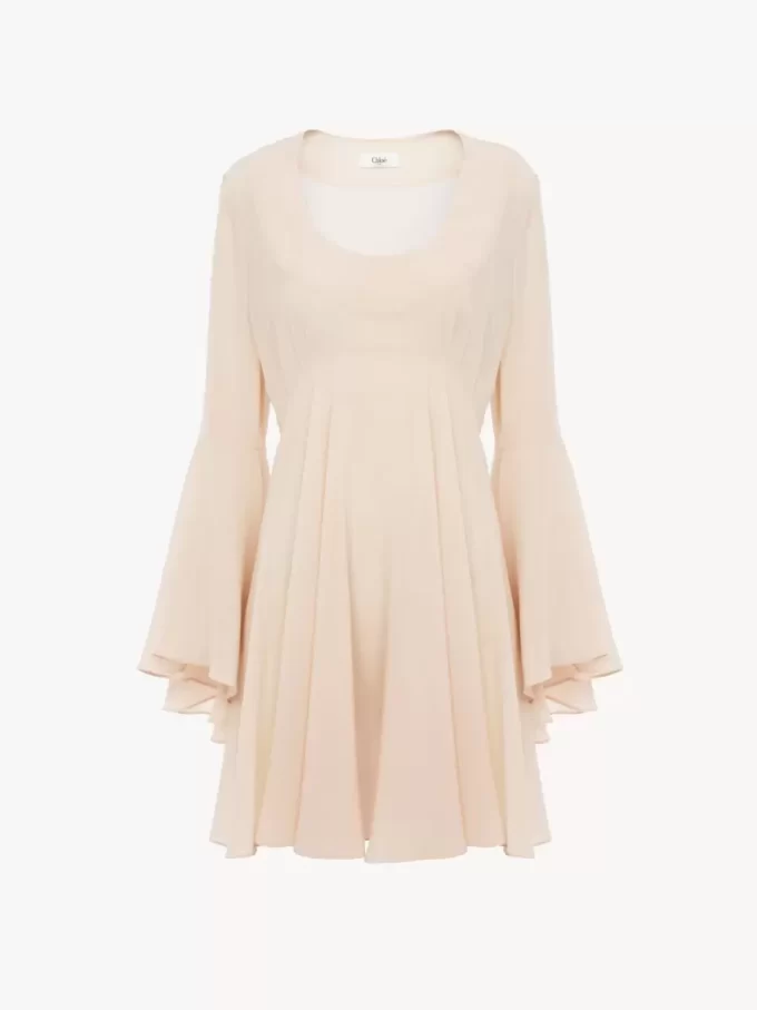 Minivestido evasé de georgette de seda