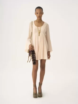 Minivestido evasé de georgette de seda