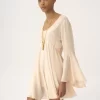 Minivestido evasé de georgette de seda