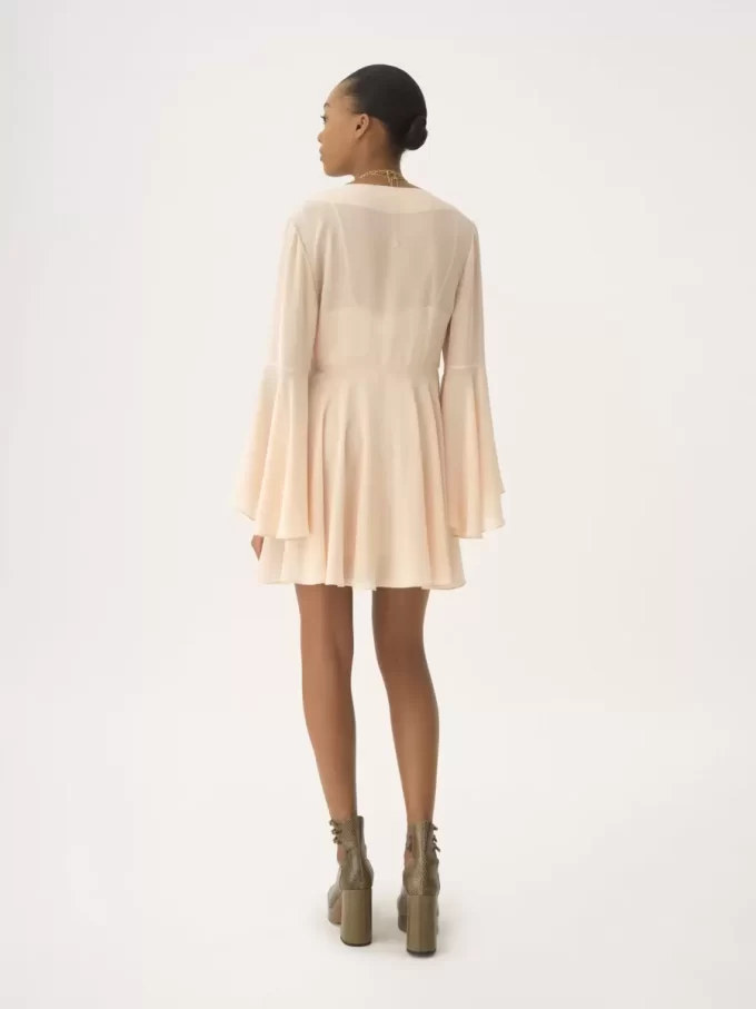 Minivestido evasé de georgette de seda