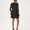 Minivestido evasé en muselina de seda