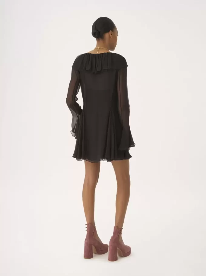 Minivestido evasé en muselina de seda