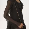 Minivestido evasé en muselina de seda