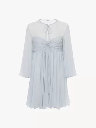 Minivestido plisado en muselina de seda