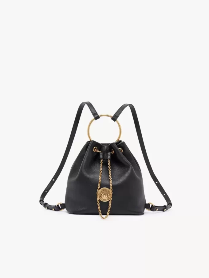 Mochila pequeña de pulsera en piel granulada Mochila pequeña de pulsera en piel granulada
