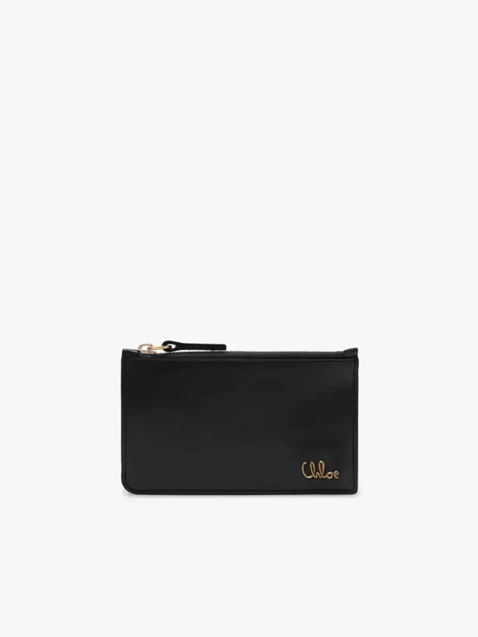 Monedero pequeño Chloé Iconic con ranuras para tarjetas en piel brillante