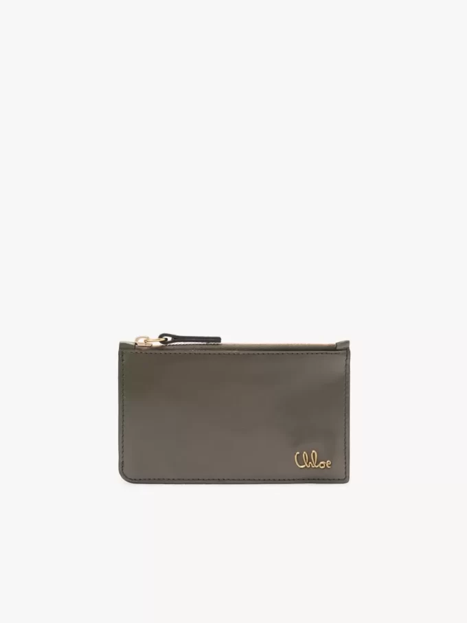 Monedero pequeño Chloé Iconic con ranuras para tarjetas en piel brillante