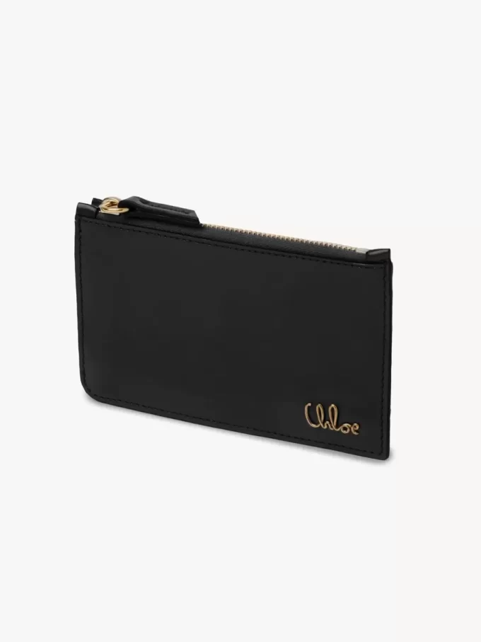 Monedero pequeño Chloé Iconic con ranuras para tarjetas en piel brillante