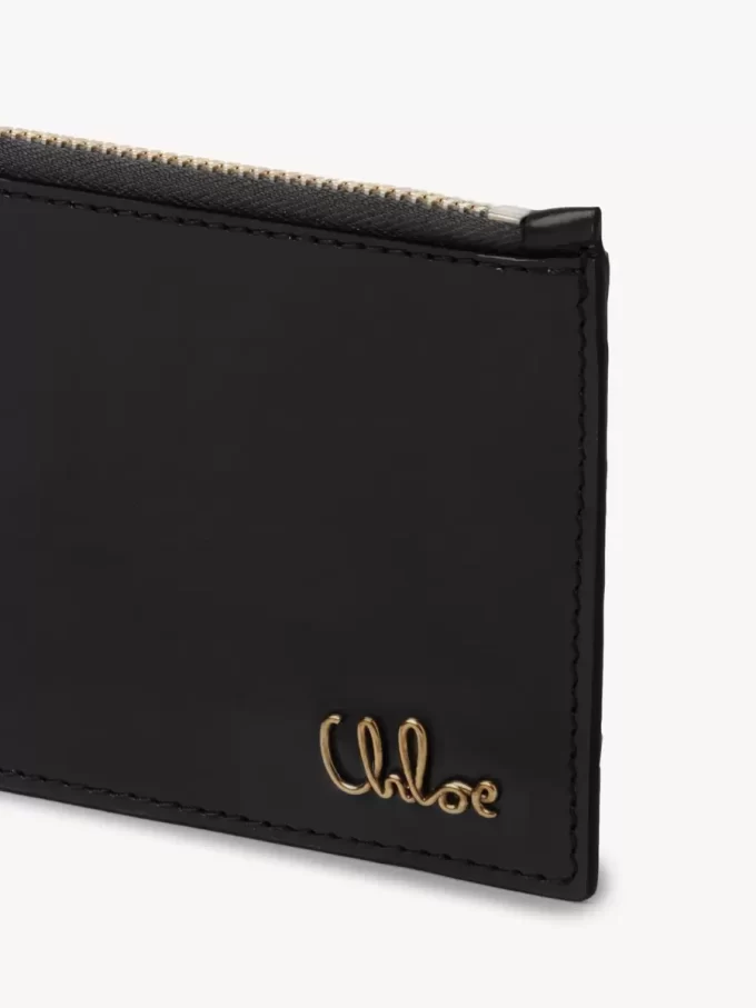 Monedero pequeño Chloé Iconic con ranuras para tarjetas en piel brillante