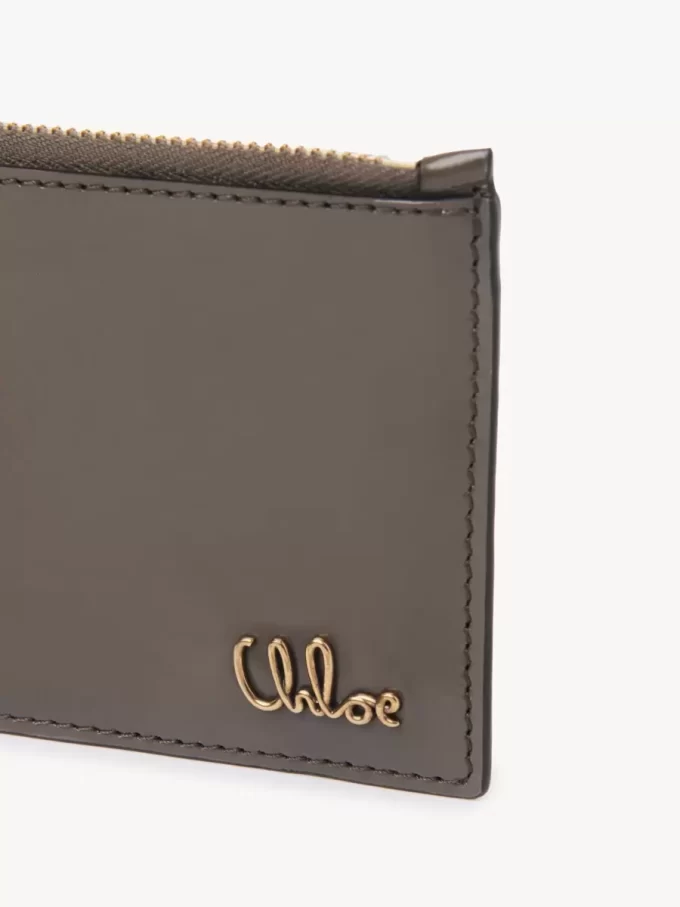 Monedero pequeño Chloé Iconic con ranuras para tarjetas en piel brillante