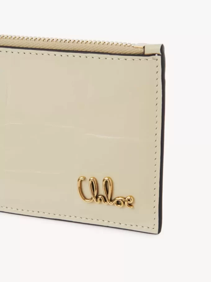 Monedero pequeño Chloé Iconic con ranuras para tarjetas en piel efecto cocodrilo
