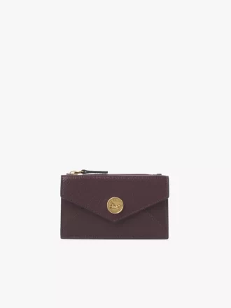 Monedero pequeño tipo sobre con ranuras para tarjetas en piel granulada Monedero pequeño tipo sobre con ranuras para tarjetas en piel granulada