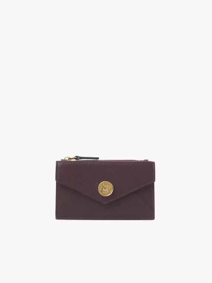 Monedero pequeño tipo sobre con ranuras para tarjetas en piel granulada Monedero pequeño tipo sobre con ranuras para tarjetas en piel granulada