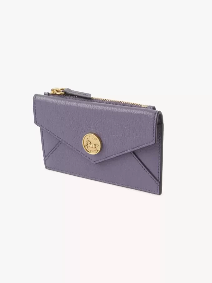 Monedero pequeño tipo sobre con ranuras para tarjetas en piel granulada Monedero pequeño tipo sobre con ranuras para tarjetas en piel granulada