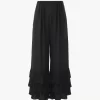 Pantalón ancho fluido de crepé de China