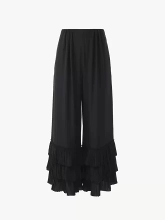 Pantalón ancho fluido de crepé de China