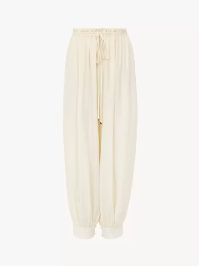 Pantalón fluido cropped de crepé de China