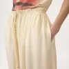 Pantalón fluido cropped de crepé de China