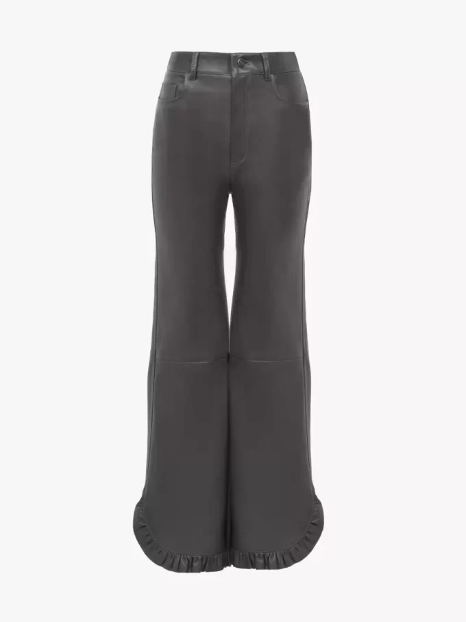 Pantalones acampanados con volantes en piel Pantalones acampanados con volantes en piel