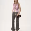 Pantalones acampanados con volantes en piel Pantalones acampanados con volantes en piel