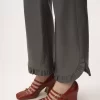 Pantalones acampanados con volantes en piel Pantalones acampanados con volantes en piel