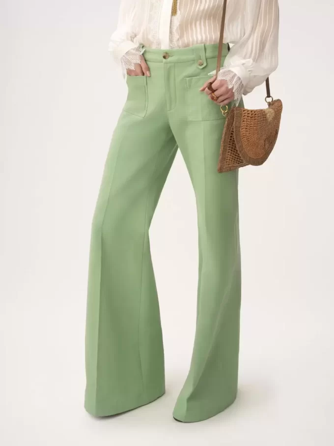 Pantalones acampanados de lona de algodón