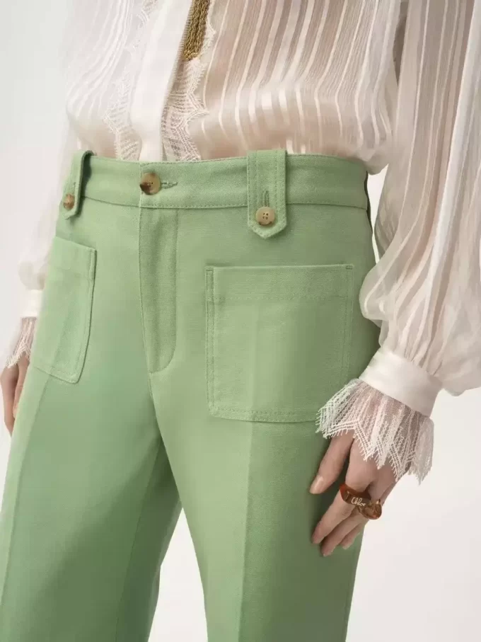 Pantalones acampanados de lona de algodón