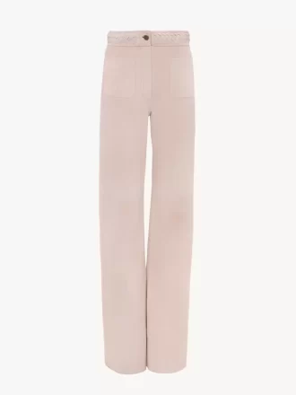 Pantalones acampanados de tiro alto en ante
