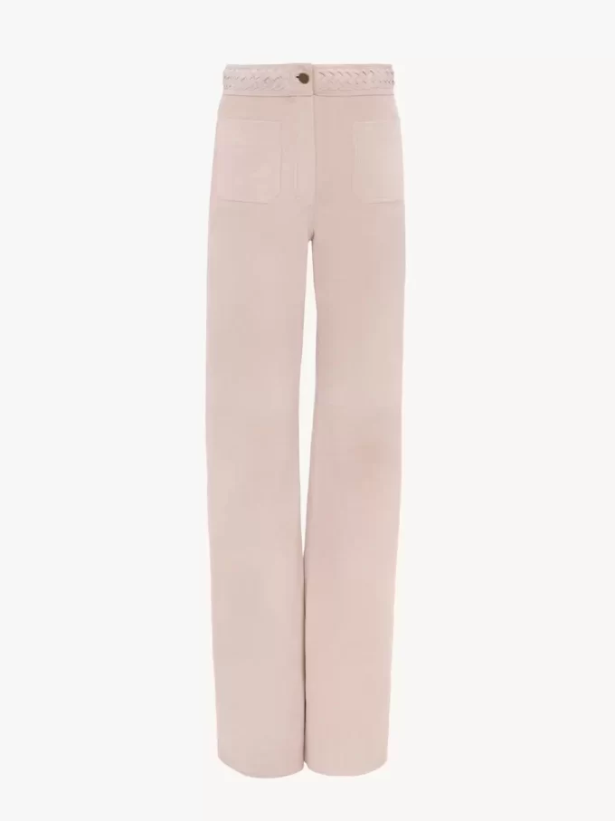 Pantalones acampanados de tiro alto en ante Pantalones acampanados de tiro alto en ante