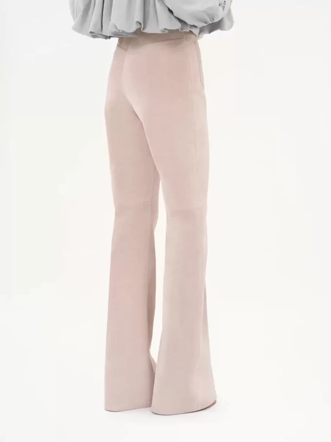 Pantalones acampanados de tiro alto en ante Pantalones acampanados de tiro alto en ante