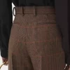 Pantalones acampanados de tiro alto en cuadros de lana Pantalones acampanados de tiro alto en cuadros de lana