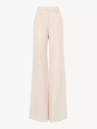 Pantalones acampanados de tiro alto en gabardina de lana