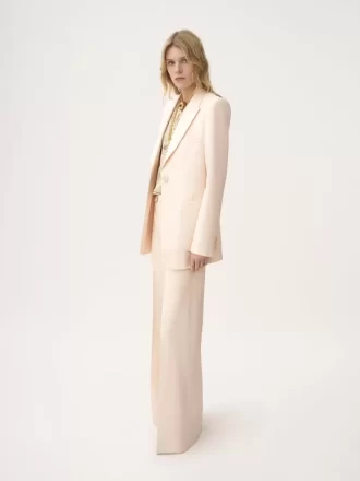 Pantalones acampanados de tiro alto en gabardina de lana