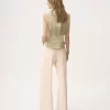 Pantalones acampanados de tiro alto en gabardina de lana Pantalones acampanados de tiro alto en gabardina de lana