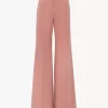 Pantalones acampanados de tiro alto en lona de algodón Pantalones acampanados de tiro alto en lona de algodón