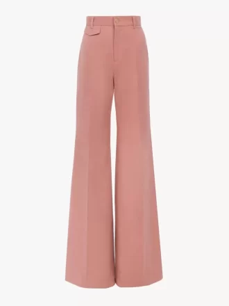 Pantalones acampanados de tiro alto en lona de algodón