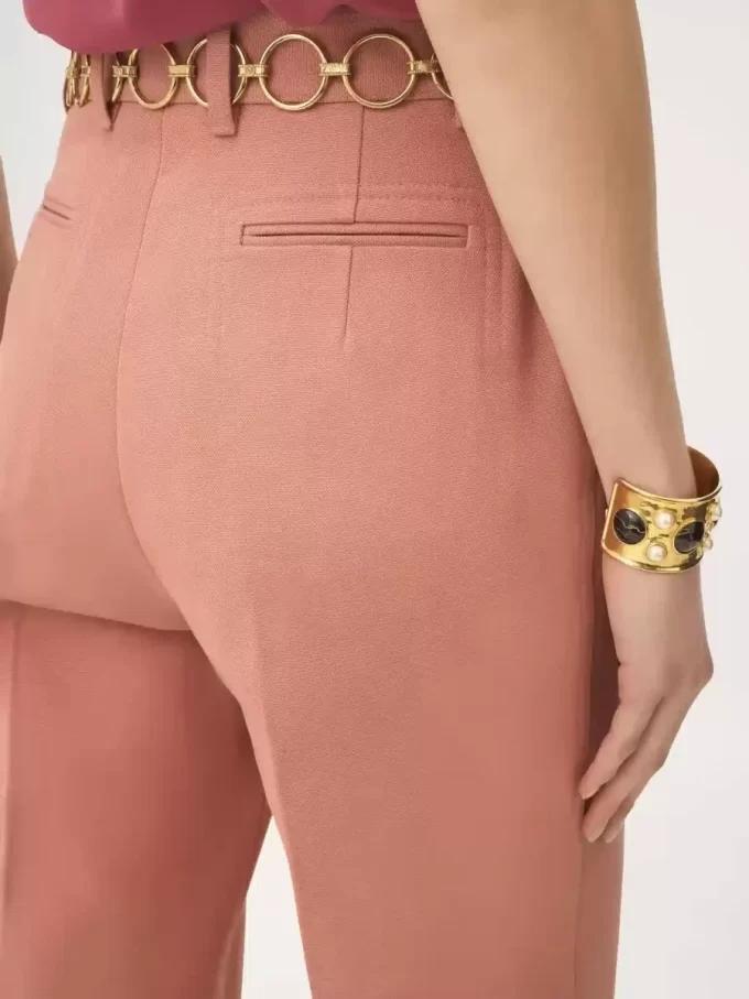 Pantalones acampanados de tiro alto en lona de algodón Pantalones acampanados de tiro alto en lona de algodón