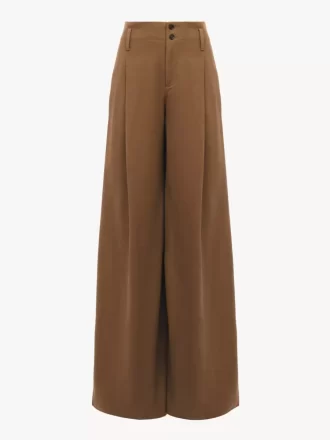 Pantalones anchos de tiro alto en lona de algodón