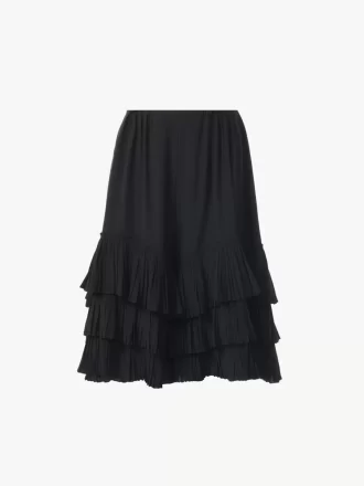 Pantalones cortos con volantes y capas en crepé de China