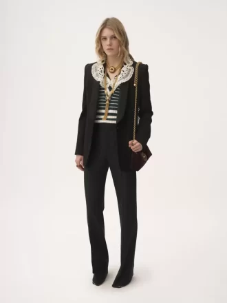 Pantalones de sastre de estilo juvenil en lana grain de poudre