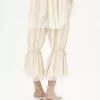Pantalones fluidos cropped en pongé de seda lavada y encaje