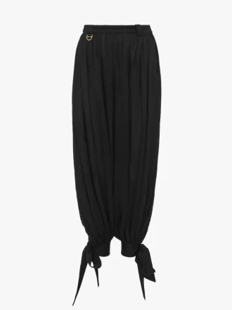 Pantalones fluidos plisados  en charmeuse de seda