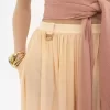 Pantalones fluidos plisados en charmeuse de seda Pantalones fluidos plisados en charmeuse de seda