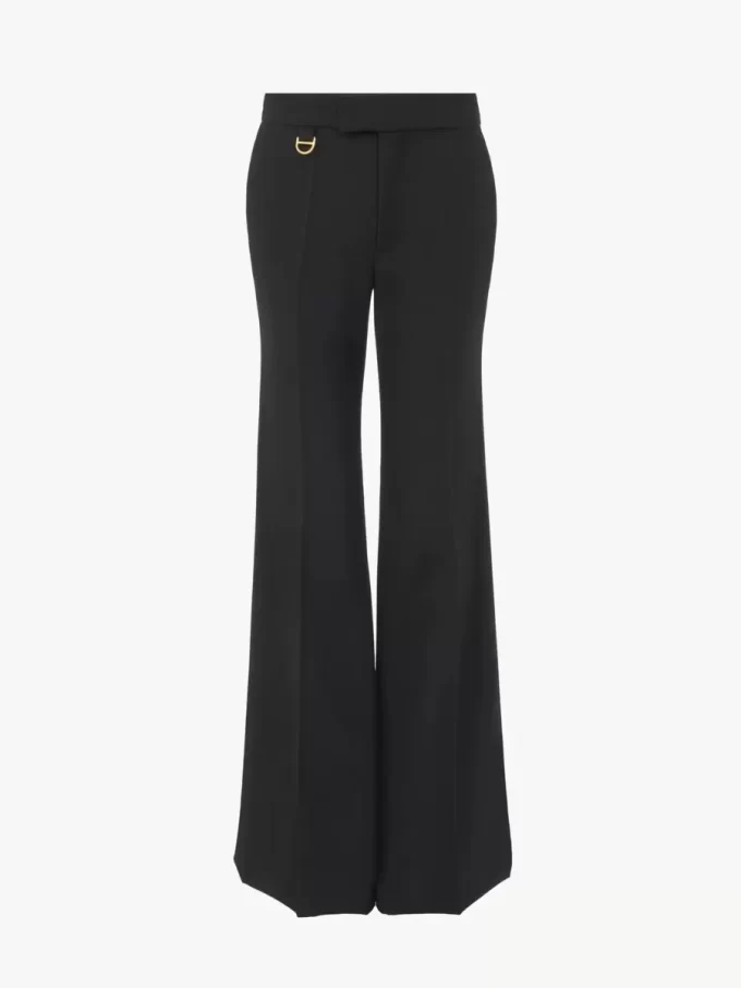 Pantalones sastre acampanados de gabardina de lana Pantalones sastre acampanados de gabardina de lana